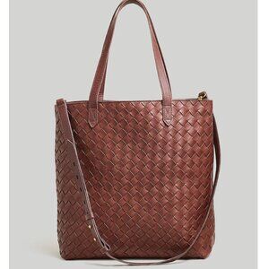 NWOT Madewell The Medium Transport Tote in Woven Leather in Chocolate Raisin